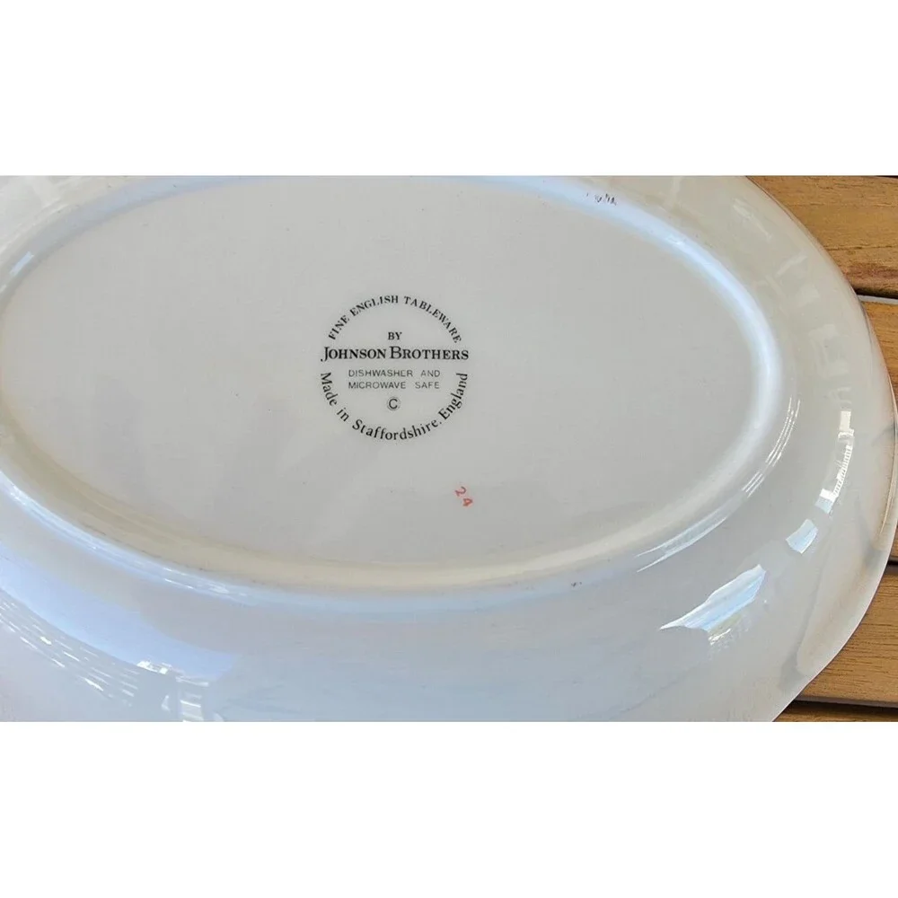 Johnson Brothers Fleurette Scalloped Rimmed Oval Platter 14